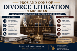 pros and cons of divorce litigation Michigan